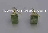 NGE5090 10*15mm cube green rutilated quartz gemstone earrings wholesale