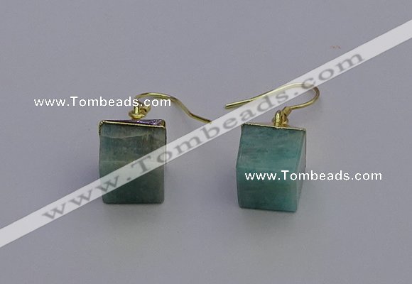 NGE5092 10*15mm cube amazonite gemstone earrings wholesale