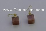 NGE5094 10*15mm cube moonstone gemstone earrings wholesale