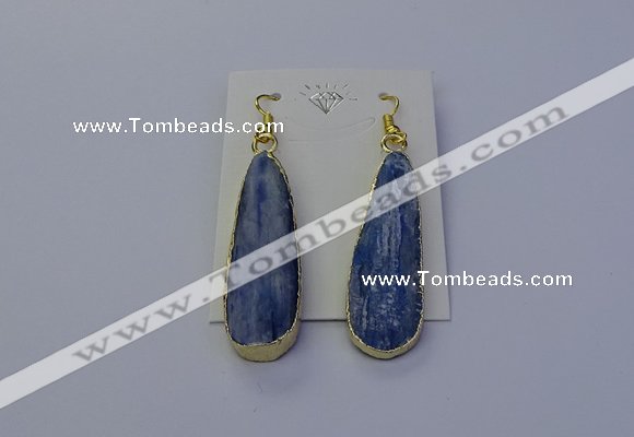 NGE5105 13*40mm flat teardrop blue kyanite earrings wholesale