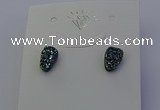 NGE5110 5*8mm freeform plated druzy quartz earrings wholesale