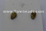 NGE5114 5*8mm freeform plated druzy quartz earrings wholesale