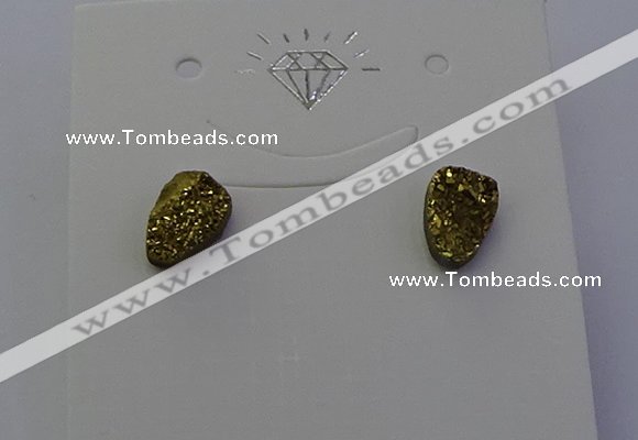 NGE5114 5*8mm freeform plated druzy quartz earrings wholesale