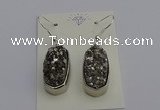 NGE5121 10*22mm - 12*25mm freeform plated druzy quartz earrings