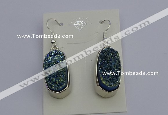 NGE5123 10*22mm - 12*25mm freeform plated druzy quartz earrings