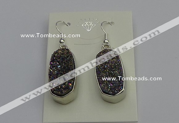 NGE5124 10*22mm - 12*25mm freeform plated druzy quartz earrings