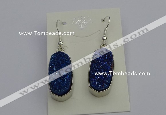 NGE5125 10*22mm - 12*25mm freeform plated druzy quartz earrings