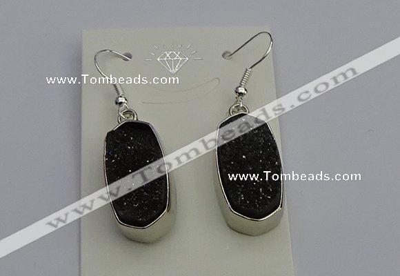 NGE5127 10*22mm - 12*25mm freeform plated druzy quartz earrings