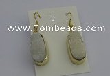 NGE5130 10*22mm - 12*25mm freeform plated druzy quartz earrings