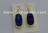 NGE5135 10*22mm - 12*25mm freeform plated druzy quartz earrings