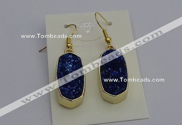 NGE5135 10*22mm - 12*25mm freeform plated druzy quartz earrings