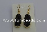 NGE5137 10*22mm - 12*25mm freeform plated druzy quartz earrings