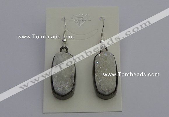 NGE5140 10*22mm - 12*25mm freeform plated druzy quartz earrings