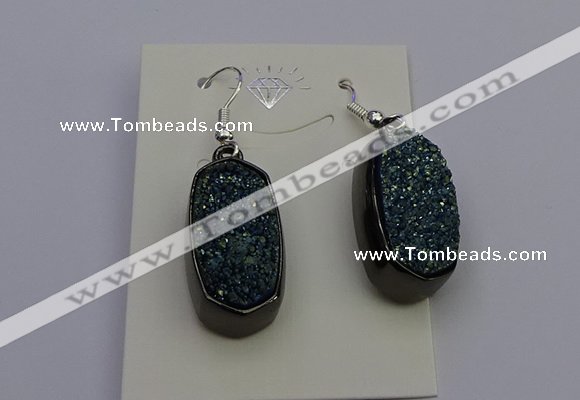 NGE5143 10*22mm - 12*25mm freeform plated druzy quartz earrings