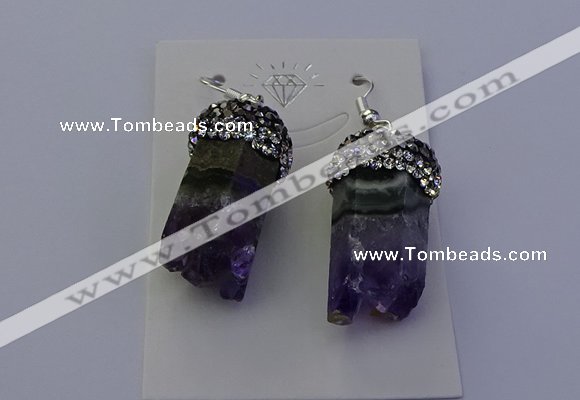 NGE5150 12*20mm - 10*25mm freeform amethyst earrings wholesale