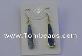 NGE5157 8*25mm flat teardrop blue kyanite earrings wholesale