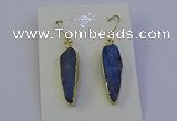 NGE5158 8*25mm flat teardrop blue kyanite earrings wholesale