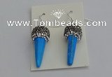 NGE5166 10*30mm faceted cone white howlite turquoise earrings