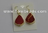 NGE5170 15*20mm flat teardrop mookaite gemstone earrings