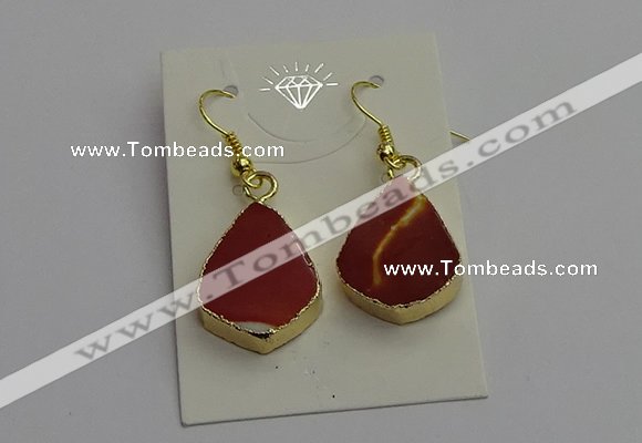 NGE5170 15*20mm flat teardrop mookaite gemstone earrings