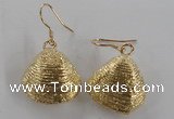 NGE54 18*20mm - 20*22mm freeform plated shell fossil earrings