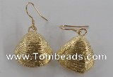 NGE54 18*20mm - 20*22mm freeform plated shell fossil earrings