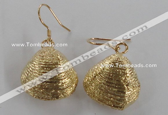 NGE54 18*20mm - 20*22mm freeform plated shell fossil earrings