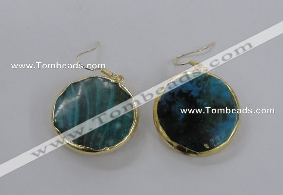 NGE58 30mm flat round agate gemstone earrings wholesale