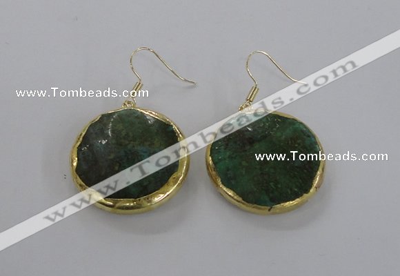 NGE59 30mm flat round agate gemstone earrings wholesale