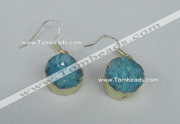 NGE69 15mm coin druzy agate gemstone earrings wholesale