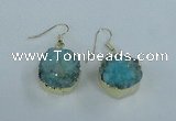 NGE71 18mm coin druzy agate gemstone earrings wholesale