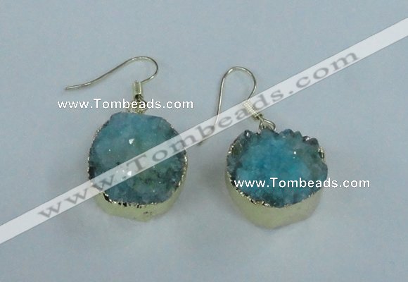 NGE71 18mm coin druzy agate gemstone earrings wholesale