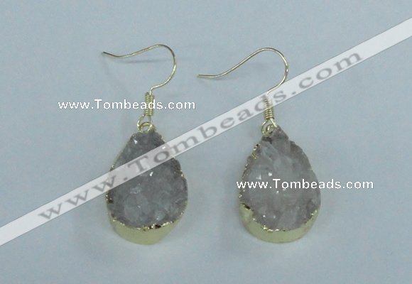 NGE73 13*18mm teardrop druzy agate gemstone earrings wholesale