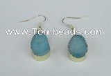 NGE74 13*18mm teardrop druzy agate gemstone earrings wholesale