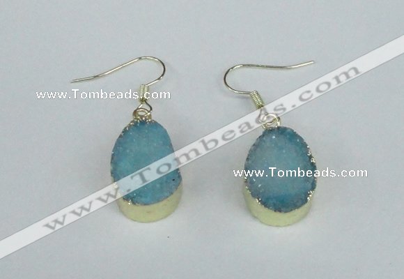 NGE74 13*18mm teardrop druzy agate gemstone earrings wholesale