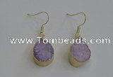 NGE81 13*18mm teardrop druzy agate gemstone earrings wholesale