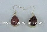 NGE82 13*18mm teardrop druzy agate gemstone earrings wholesale
