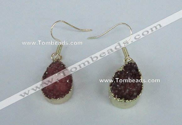 NGE82 13*18mm teardrop druzy agate gemstone earrings wholesale