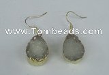 NGE85 15*20mm teardrop druzy agate gemstone earrings wholesale