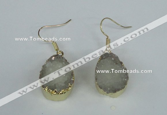 NGE85 15*20mm teardrop druzy agate gemstone earrings wholesale