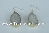 NGE90 18*25mm teardrop druzy agate gemstone earrings wholesale