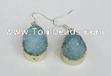 NGE92 18*25mm teardrop druzy agate gemstone earrings wholesale