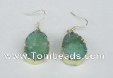 NGE93 18*25mm teardrop druzy agate gemstone earrings wholesale