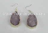 NGE95 20*30mm teardrop druzy agate gemstone earrings wholesale