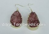 NGE96 20*30mm teardrop druzy agate gemstone earrings wholesale