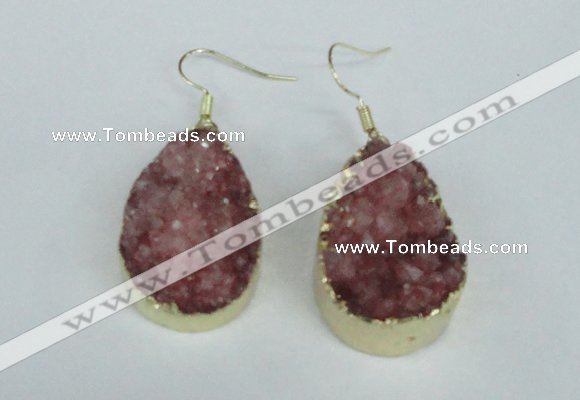 NGE96 20*30mm teardrop druzy agate gemstone earrings wholesale