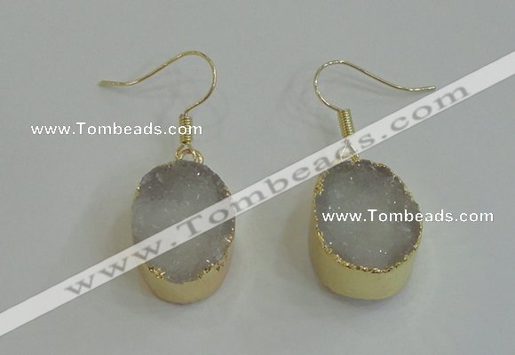 NGE98 15*20mm oval druzy agate gemstone earrings wholesale