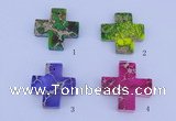 NGP01 5PCS 35*35mm cross dyed imperial jasper pendants wholesale