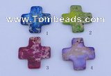 NGP02 5PCS 45*45mm cross dyed imperial jasper pendants wholesale