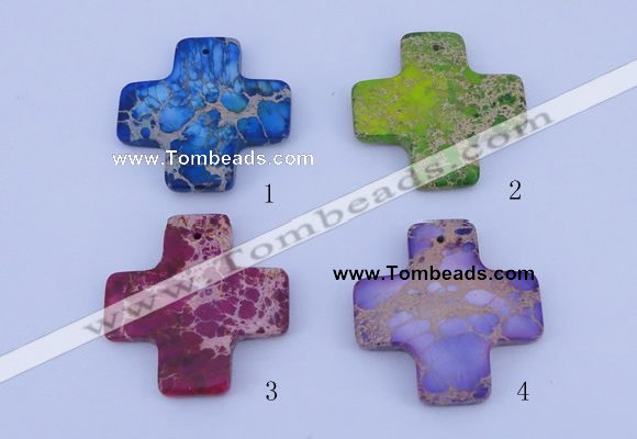 NGP02 5PCS 45*45mm cross dyed imperial jasper pendants wholesale